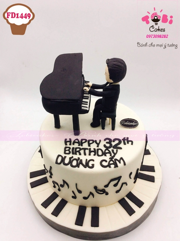 [FD1449] BÁNH SINH NHẬT TẠO HÌNH NGƯỜI ĐÀN ÔNG CHƠI DƯƠNG CẦM