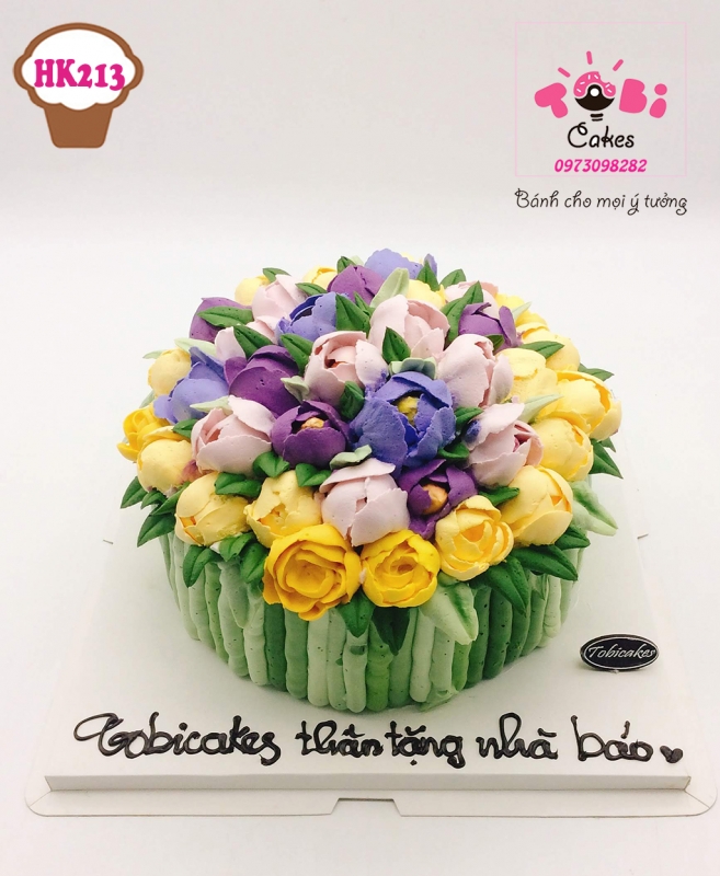 [HK213] BÁNH SINH NHẬT TRANG TRÍ HOA KEM DÀNH LÀM QUÀ TẶNG CHO PHÁI NỮ