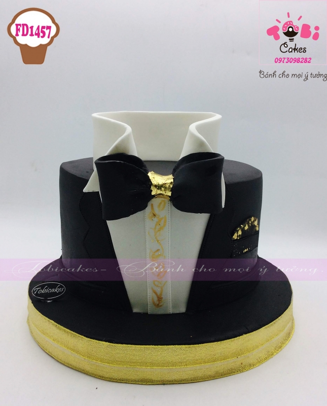[FD1457] BÁNH FONDANT TRANG TRÍ BIỂU TƯỢNG ÁO CHÚ RỂ DÀNH CHO ĐÁM CƯỚI