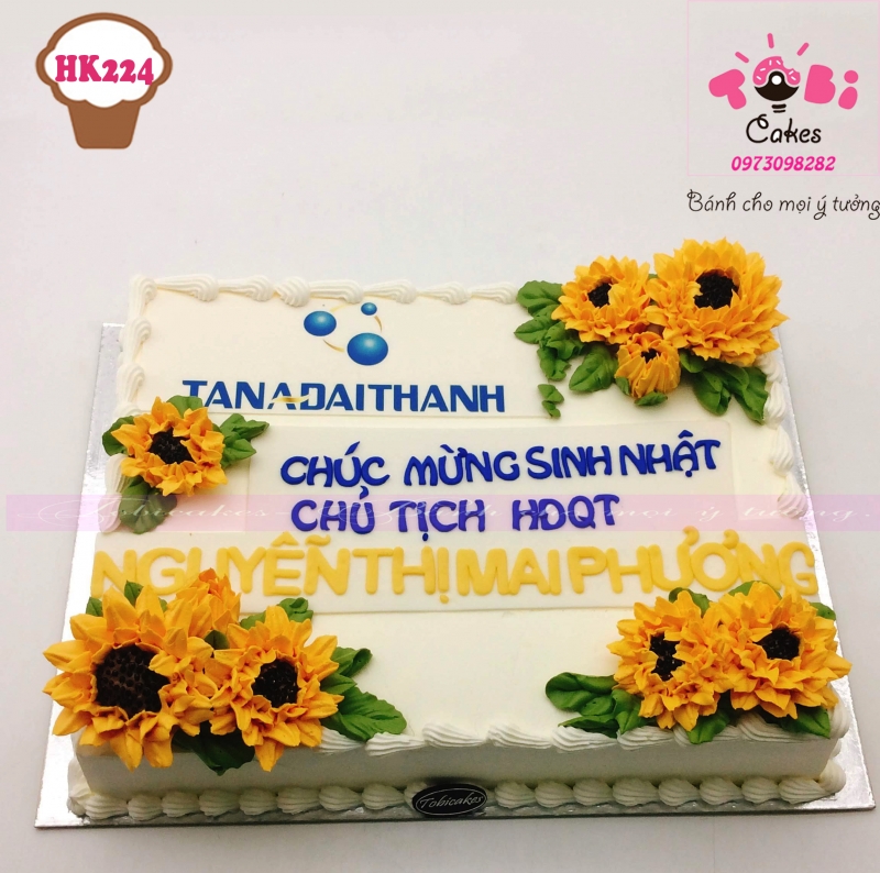 [HK224] BÁNH SINH NHẬT TẶNG SẾP NỮ CHỦ ĐỀ HOA HƯỚNG DƯƠNG
