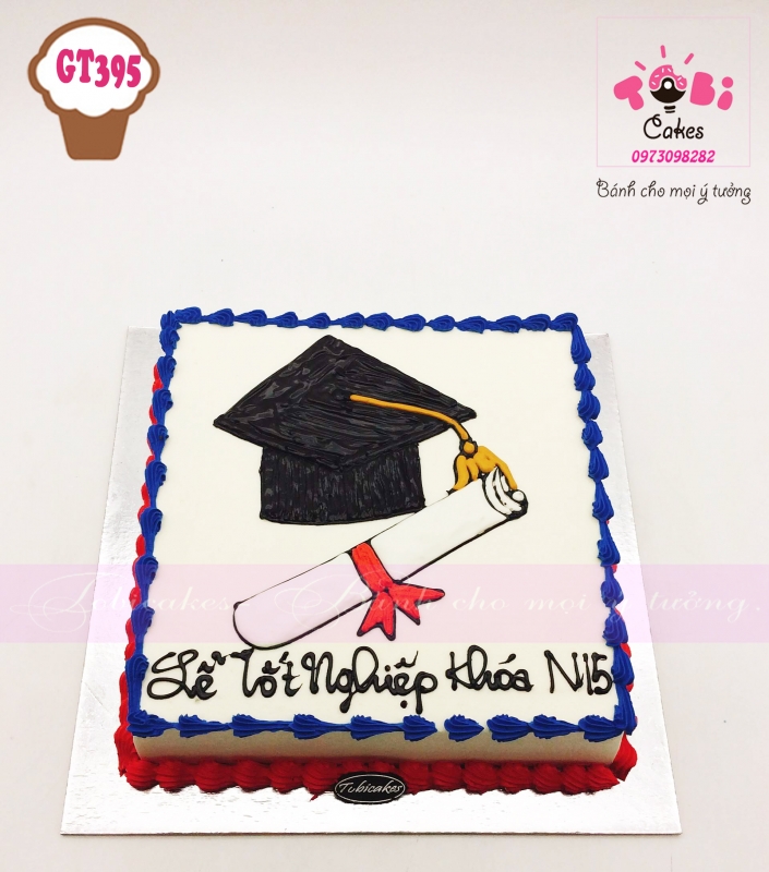 [GT395] BÁNH SINH NHẬT VẼ HÌNH MŨ CỬ NHÂN