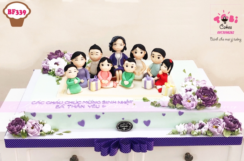 [BF339] BÁNH SINH NHẬT TẠO HÌNH CẢ GIA ĐÌNH MỪNG SINH NHẬT BÀ