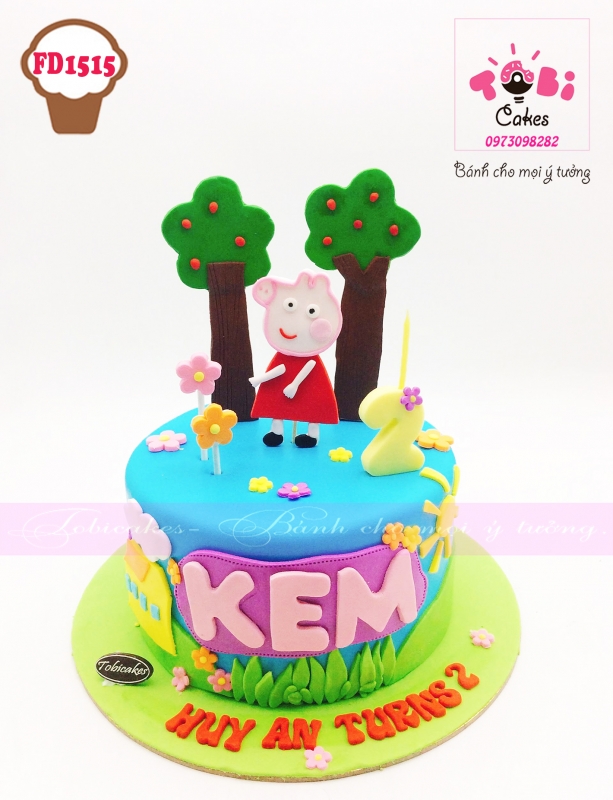 [FD1515] BÁNH SINH NHẬT CHỦ ĐỀ PEPPAPIG ÀNH CHO BÉ GÁI