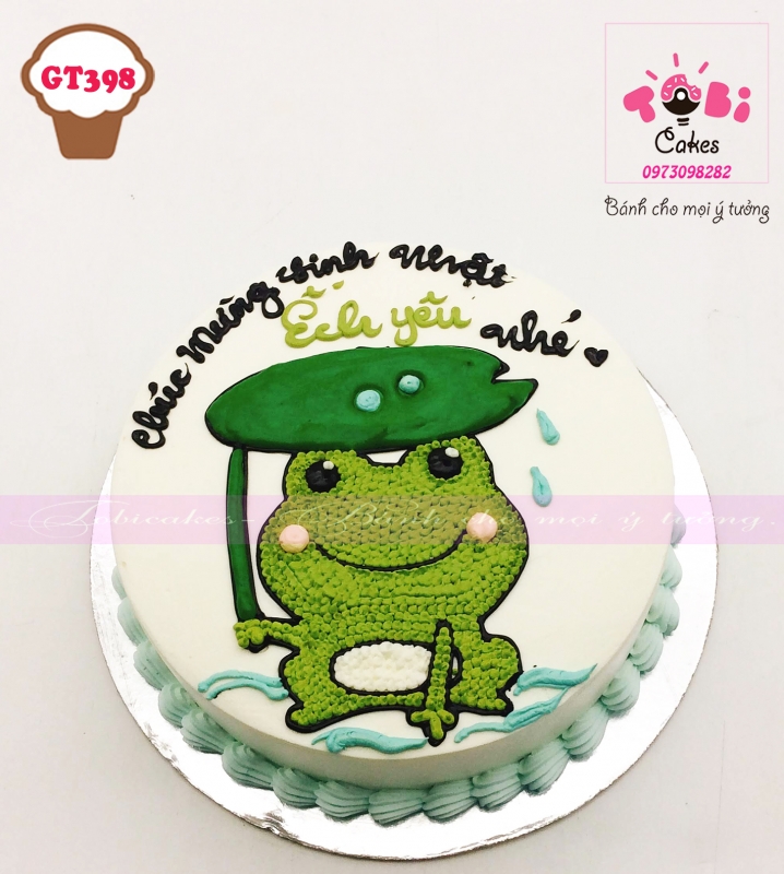[GT398] BÁNH SINH NHẬT VẼ HÌNH CHÚ ẾCH SINH XẮN DÀNH CHO BÉ GÁI