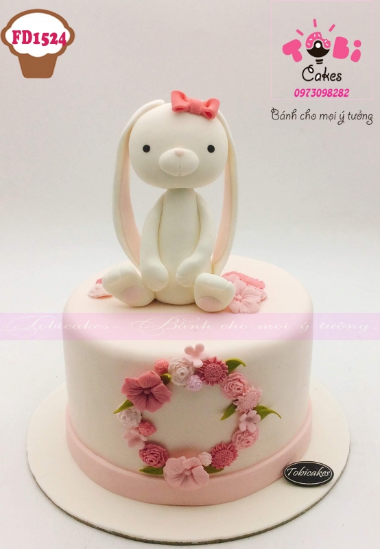 [FD1524] BÁNH SINH NHẬT TẠO HÌNH BÉ THỎ BÔNG DÀNH CHO BÉ GÁI