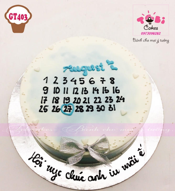 [GT403] BÁNH SINH NHẬT TRANG TRÍ HÌNH BẢNG LỊCH