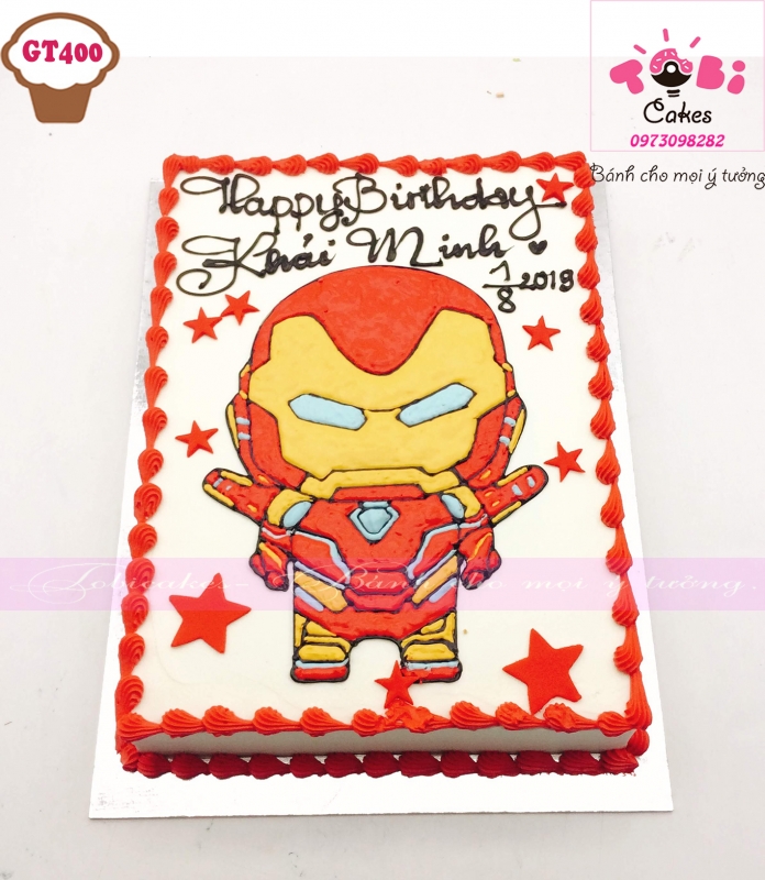 [GT400] BÁNH SINH NHẬT VẼ HÌNH IRON MAN NGỘ NGHĨNH DÀNH CHO BÉ