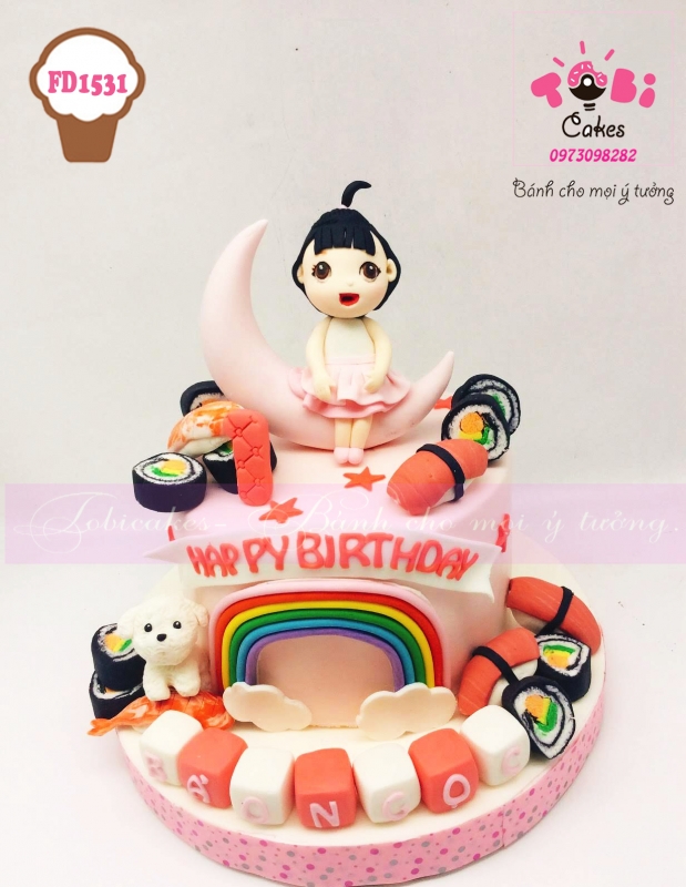 [FD1531] BÁNH SINH NHẬT TẠO HÌNH TRANG TRÍ THEO CHỦ ĐỀ EM BÉ SUSHI