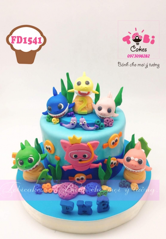 [FD1541] BÁNH SINH NHẬT TẠO HÌNH CHỦ ĐỀ BABY SHARK