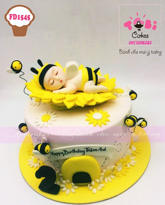 [FD1545] BÁNH SINH NHẬT TẠO HÌNH BÉ ONG NẰM NGỦ