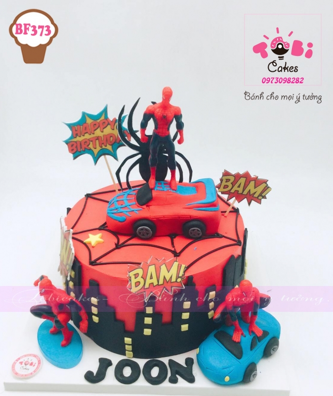 [BF373] BÁNH SINH NHẬT TRANG TRÍ CHỦ ĐỀ NGƯỜI NHỆN DÀNH CHO BÉ TRAI