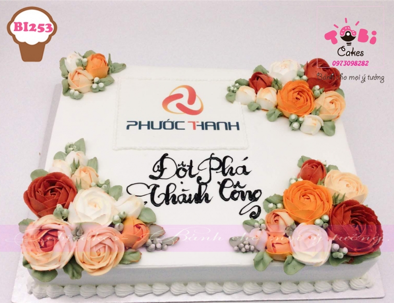 [BI253] BÁNH SINH NHẬT TRANG TRÍ HOA KEM TONE MÀU RỰC RỠ DÀNH CHO CÔNG TY TỔ CHỨC