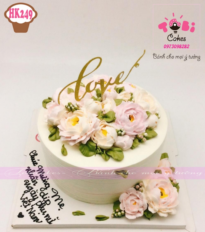 [HK249] BÁNH SINH NHẬT CÓ HỘP RÚT TIỀN TRANG TRÍ HOA KEM