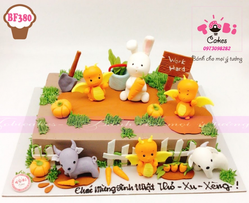 [BF380] BÁNH SINH NHẬT TẠO HÌNH CHÚ SÓI CON MỪNG TIỆC SINH NHẬT BÁNH SINH NHẬT TẠO HÌNH RỒNG CON VÀ THỎ CON TRỒNG VƯỜN RAU CUTE