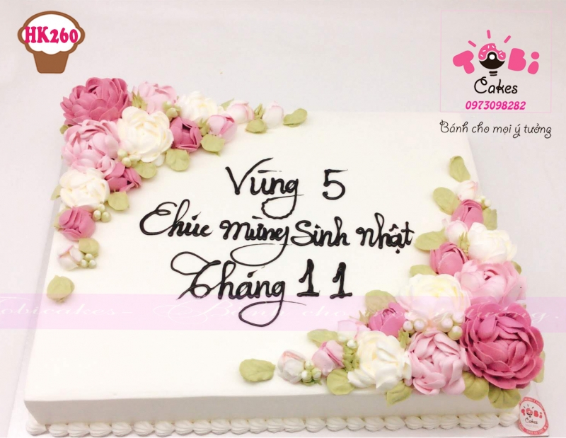 [HK260] BÁNH SINH NHẬT TRANG TRÍ HOA KEM MỪNG SINH NHẬT THÁNG 11