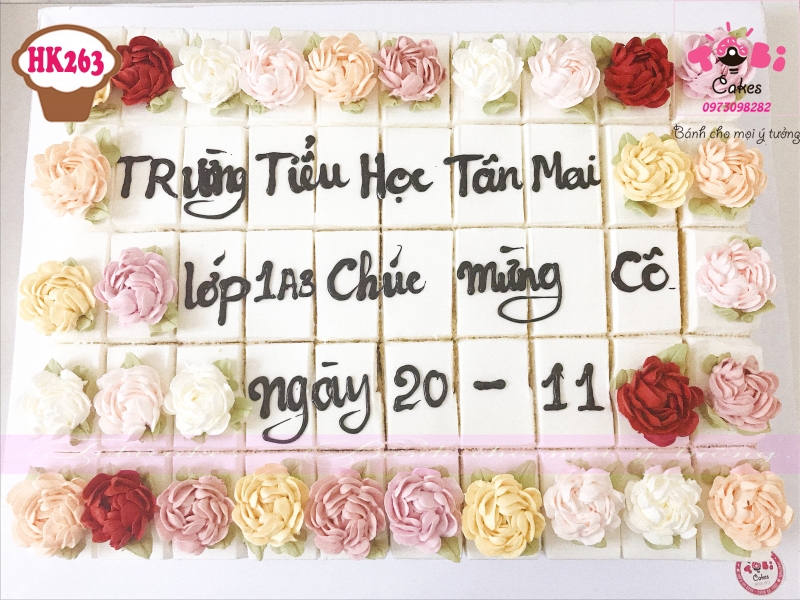 [HK263] BÁNH KEM GATO TRANG TRÍ HOA KEM MỪNG NGÀY 20/11