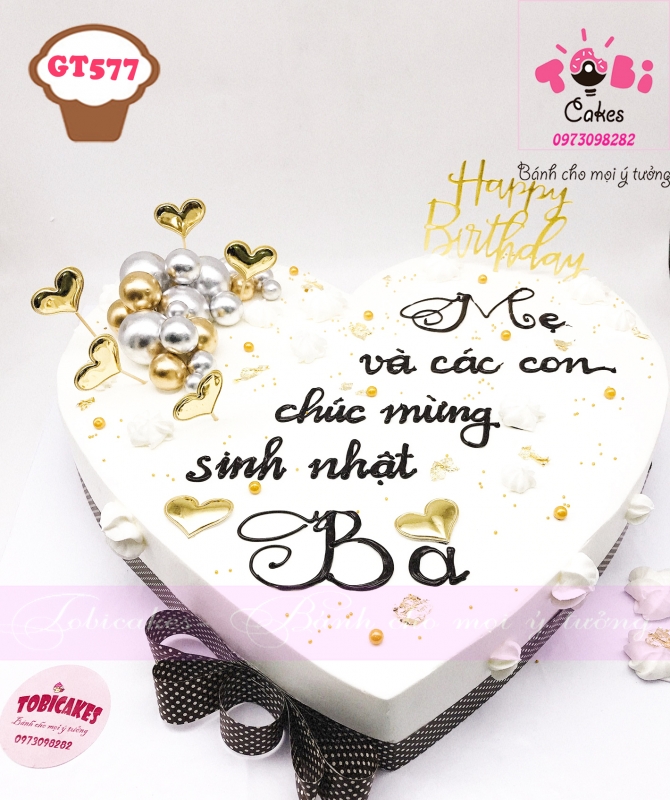 [GT577] BÁNH SINH NHẬT HÌNH TRÁI TIM LỚN MỪNG SINH NHẬT BA