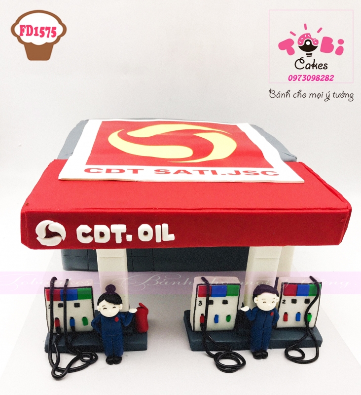 [FD1575] BÁNH SINH NHẬT TẠO HÌNH TRẠM XĂNG OIL XUÂN LA TRÒN 1 TUỔI