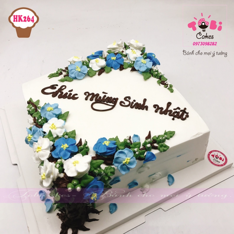 [HK264] BÁNH SINH NHÂT TRANG TRÍ HOA KEM ĐỘC ĐÁO