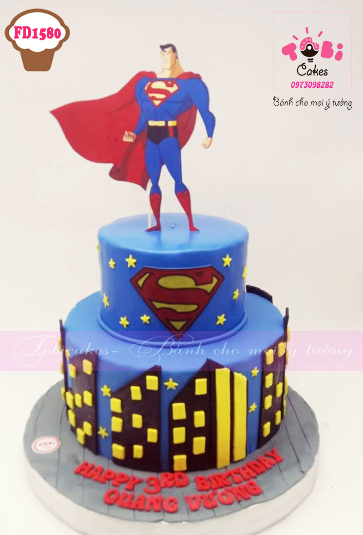 [FD1580] BÁNH SINH NHẬT DÀNH CHO BÉ TRAI CHỦ ĐỀ SIÊU NHÂN SUPERMAN