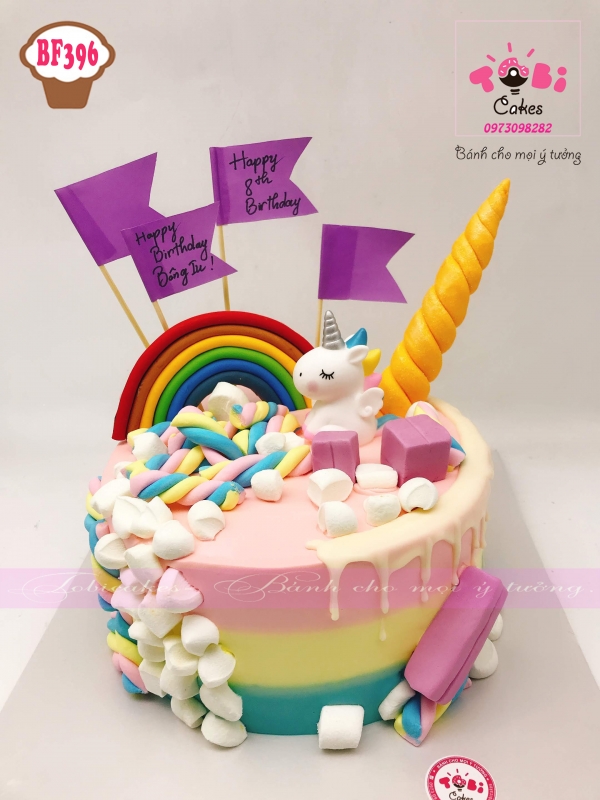 [BF396] BÁNH SINH NHẬT TRANG TRÍ UNICORN ĐỒ CHƠI , KẸO VÀ CẦU VỒNG CHỦ ĐỀ UNICORN DÀNH CHO BÉ GÁI