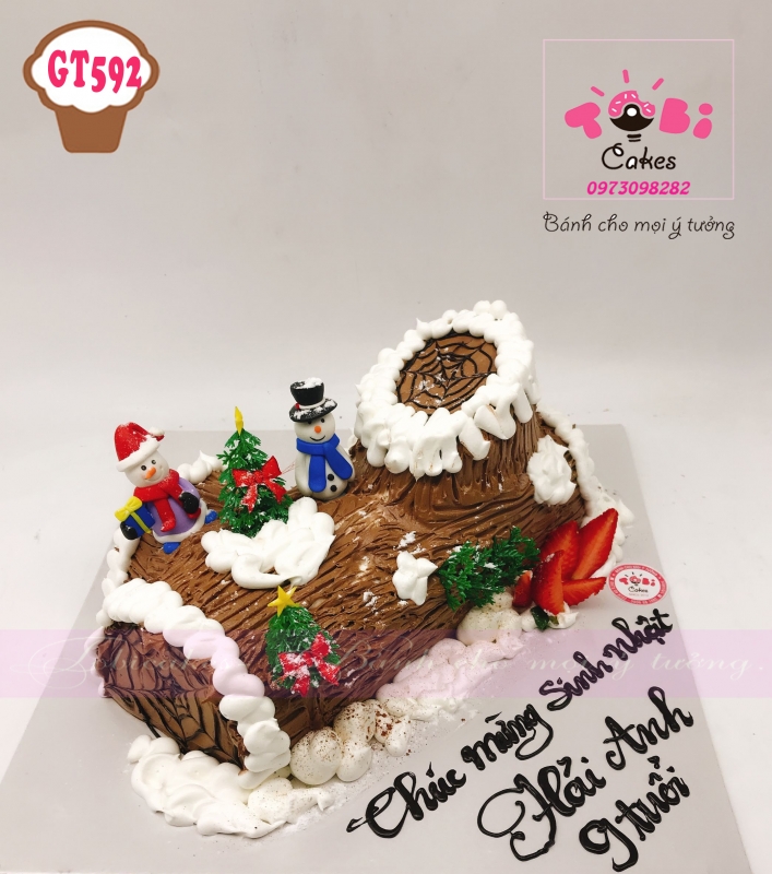 [GT592] BÁNH GATO HÌNH KHÚC CÂY TRANG TRÍ NGƯỜI TUYẾT DÀNH TẶNG DỊP GIÁNG SINH