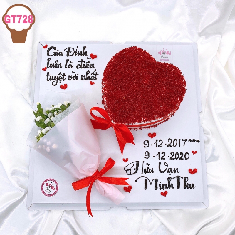 GT728 - BÁNH GATO HÌNH TRÁI TIM TẶNG VỢ IU