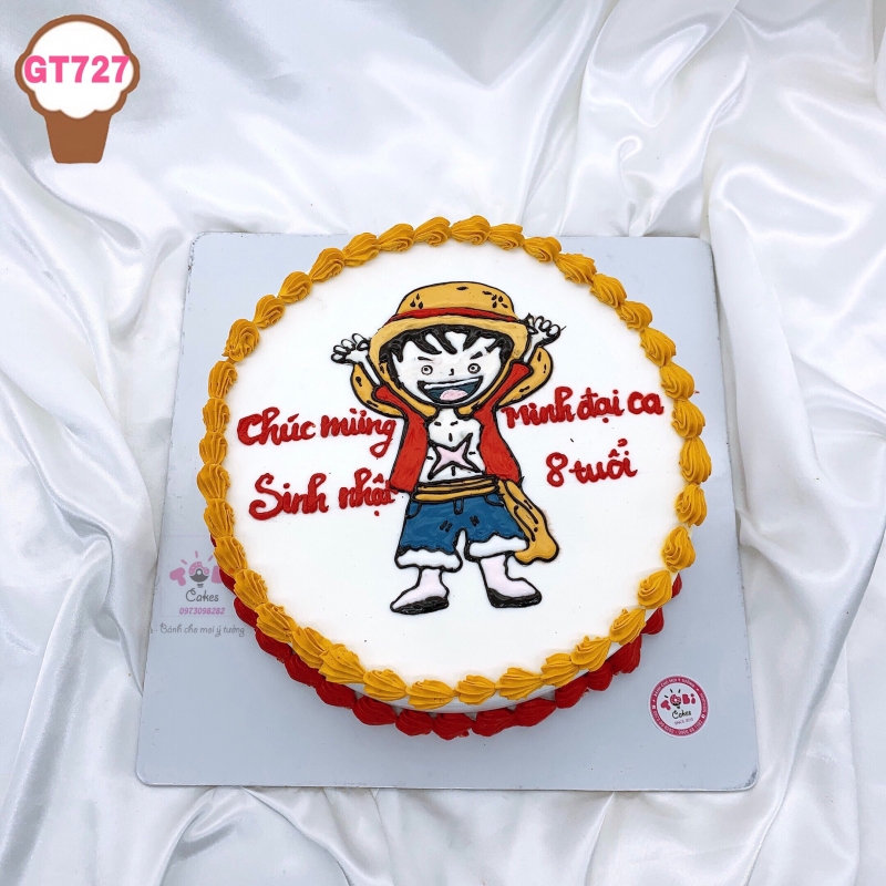 GT727 - BÁNH GATO VẼ HÌNH LUFFY TRONG HOẠT HÌNH ONE PIECE