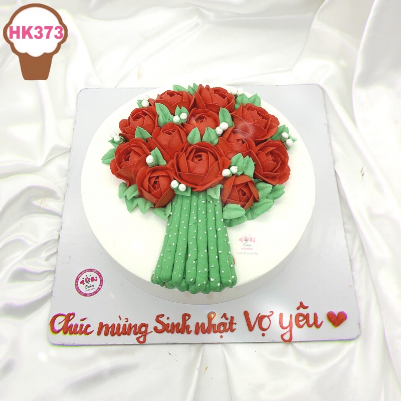HK373 - BÁNH SINH NHẬT HÌNH BÓ HOA HỒNG TẶNG VỢ TẶNG MẸ