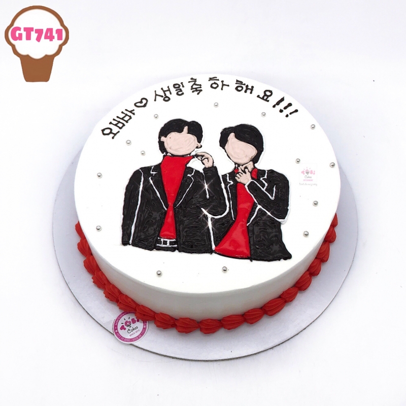 GT741 - BÁNH SINH NHẬT VẼ HÌNH CHIBI DÀNH CHO CÁC CẶP ĐÔI, BẠN THÂN