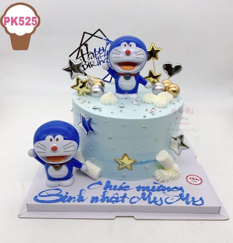 PK525 - BÁNH SINH NHẬT GẮN PHỤ KIỆN DOREMON DÀNH CHO CÁC BÉ