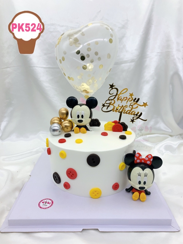 PK524 - BÁNH SINH NHẬT MICKEY VÀ MINNIE MẪU MỚI SIÊU ĐÁNG YÊU