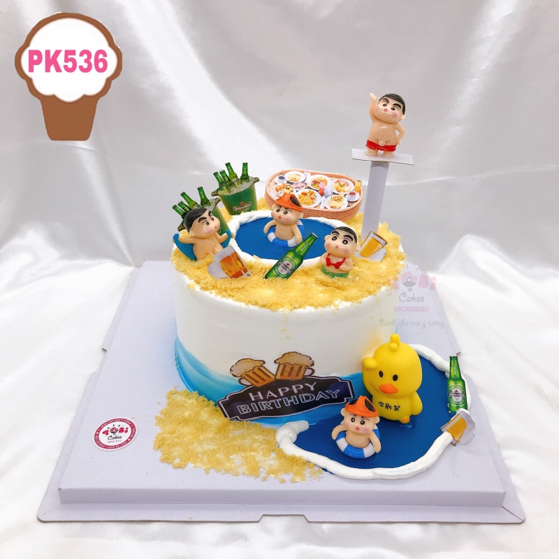PK536 - BÁNH SINH NHẬT SHIN CẬU BÉ BÚT CHÌ ĐI BƠI SIÊU ĐÁNG YÊU DÀNH CHO CÁC BÉ TRAI