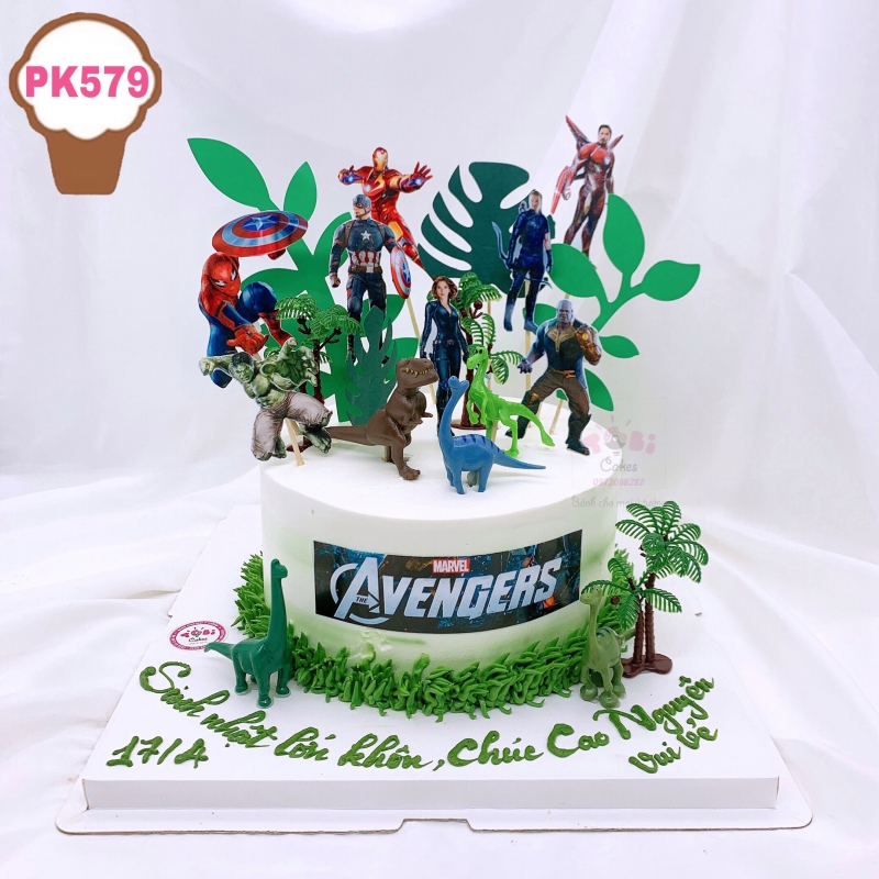 PK579 - BÁNH SINH NHẬT DÀNH CHO BÉ TRAI CÁC CHÚ KHỦNG LONG XANH VÀ BIỆT ĐỘI AVENGERS HOT NHẤT MỌI THỜI ĐẠI