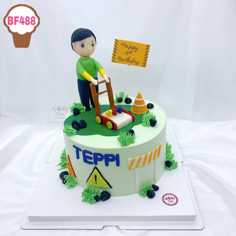BF488 - BÁNH SINH NHẬT ĐÀY THÁNG, THÔI NÔI TẠO HÌNH EM BÉ ĐẨY XE GÀ DÀNH CHO CÁC BÉ