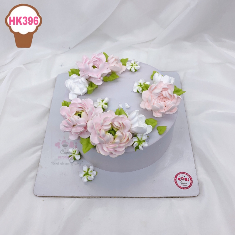 HK396 - BÁNH GATO HOA KEM TONE HỒNG TÍM TINH TẾ ĐỘC ĐÁO