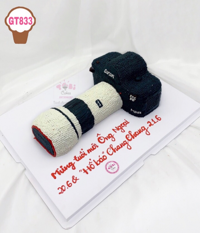 GT833 - BÁNH GATO HÌNH CHIẾC MÁY ẢNH CANON DÀNH CHO CÁC BẠN MÊ CHỤP ẢNH, NGÀY BÁO CHÍ VIỆT NAM