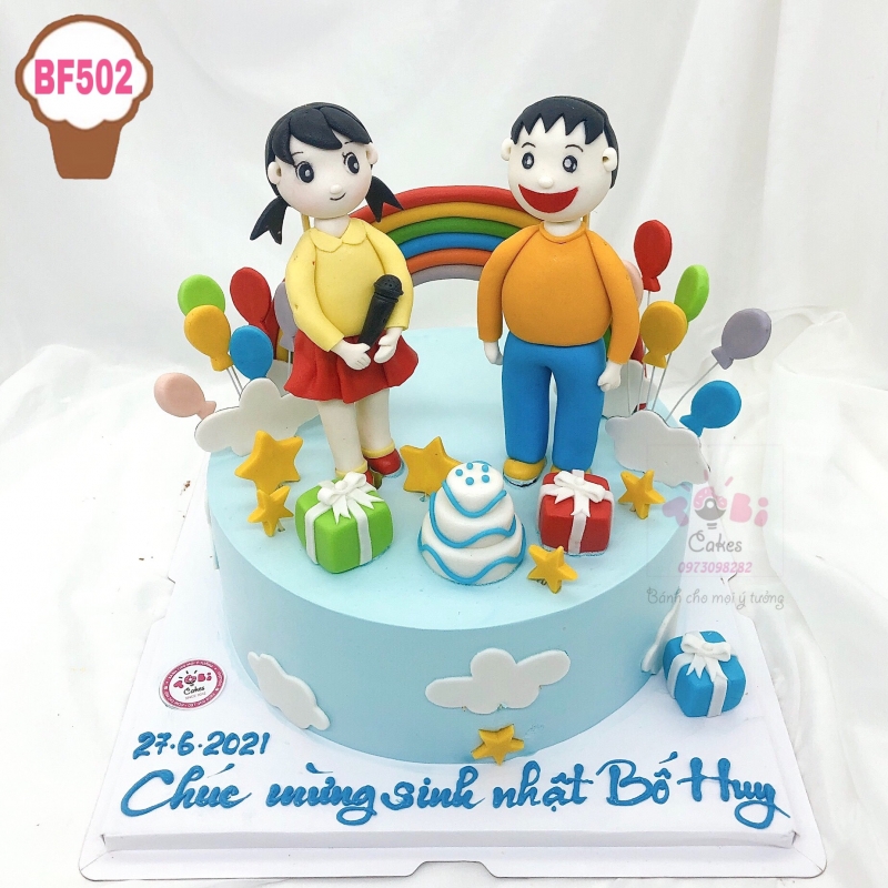 BF502 - BÁNH SINH NHẬT TẠO HÌNH XUKA VÀ CHAIEN TRONG HOẠT HÌNH DOREMON ẤN TƯỢNG DÀNH CHO CÁC BÉ