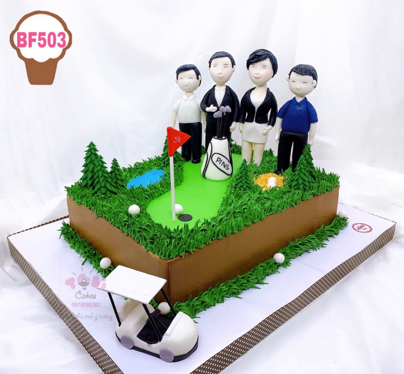BF503 - BÁNH GATO KỶ NIỂM NGÀY CƯỚI BỐ MẸ CHỦ ĐỀ SÂN GOLF ĐỘC ĐÁO, ẤN TƯỢNG
