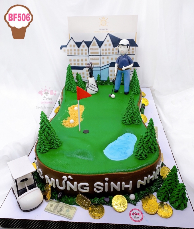 BF506 - BÁNH GATO CHỦ ĐỀ SÂN GOLF TẶNG SẾP NAM ĐẦY ĐỘC ĐÁO, ẤN TƯỢNG