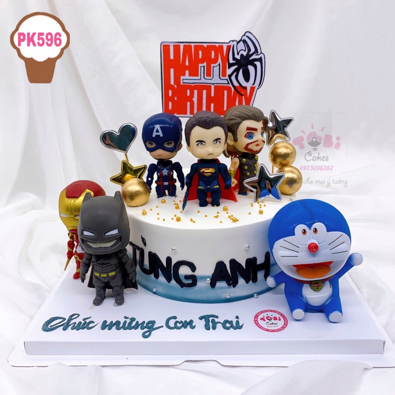 PK596 - BÁNH SINH NHÂT SIÊU NHÂN BIỆT ĐỘI AVENGER KẾT HỢP DOREMON DÀNH CHO CÁC BÉ TRAI