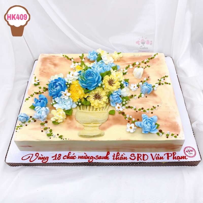 HK409 - BÁNH SINH NHẬT HOA KEM TẶNG SẾP NỮ HOÀNH TRÁNG, LỊCH SỰ