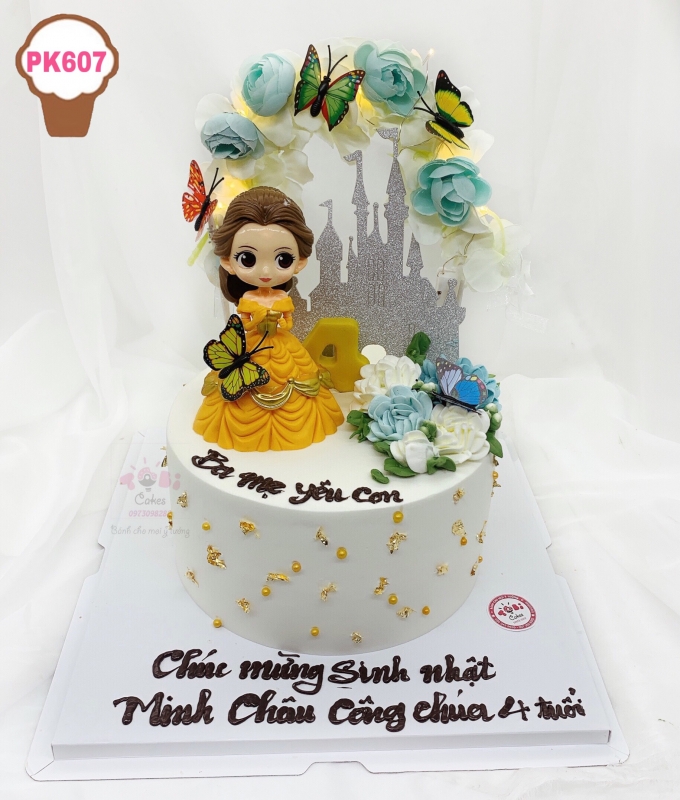 PK607 - BÁNH SINH NHẬT CHỦ ĐỀ CÔNG CHÚA BELLE TRONG HOẠT HÌNH Người đẹp và quái vật – Beauty and the Beast DÀNH CHO CÁC BÉ GÁI