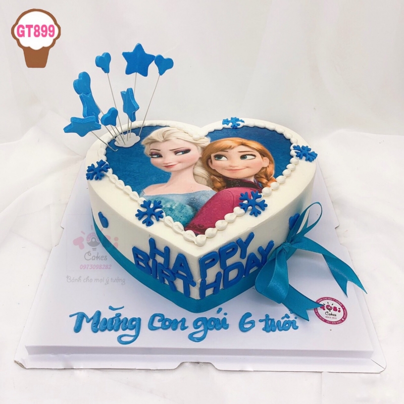 GT899 - BÁNH SINH NHẬT TRÁI TIM CHỦ ĐỀ ELSA ANNA SIÊU ĐÁNG YÊU DÀNH CHO CÁC BÉ GÁI