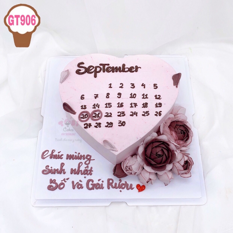 GT906 - BÁNH SINH NHẬT TRÁI TIM TÔNG TÍM THỦY CHUNG TẶNG BẠN GÁI NGÀY SINH NHẬT, NGÀY VALENTINE