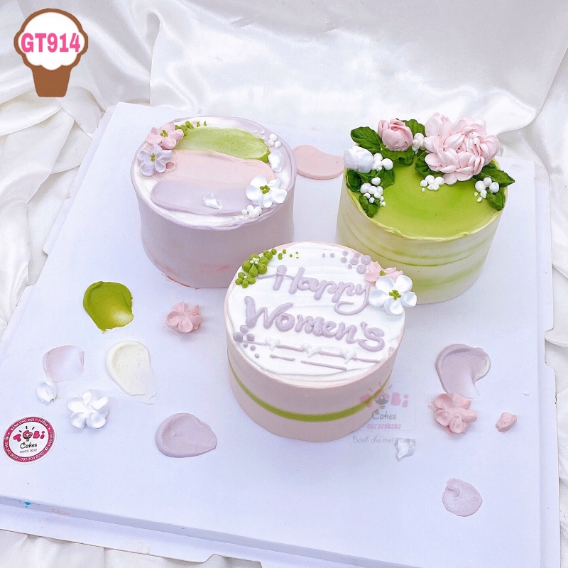 GT914 - BÁNH SINH NHẬT PHONG CÁCH HÀN QUỐC MẪU HOA NHẸ NHÀNG TONE PASTEL XINH XẮN