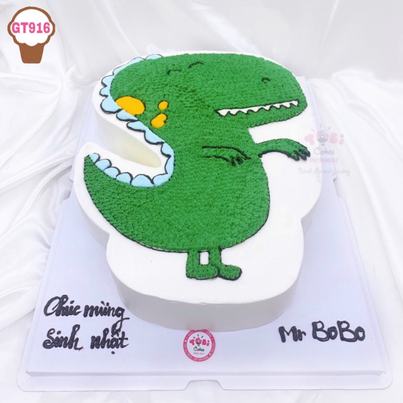 GT916 - BÁNH SINH NHẬT TỈA HÌNH KHỦNG LONG XANH ĐÁNG YÊU DÀNH CHO CÁC BÉ TRAI