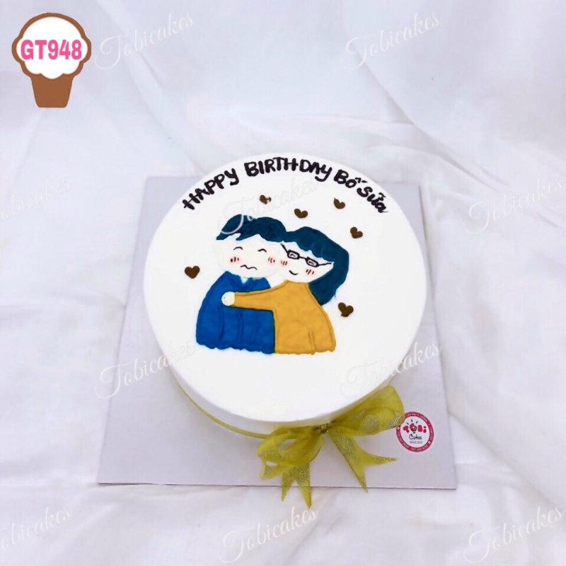 GT948 - BÁNH SINH NHẬT VẼ HÌNH CẶP ĐÔI DÀNH CHO VỢ CHỒNG, CÁC ĐÔI ĐANG YÊU NHAU