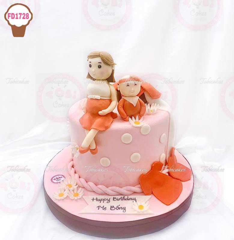 FD1728 - BÁNH SINH NHẬT TẠO HÌNH HAI MẸ CON SIÊU ĐÁNG YÊU DUYÊN DÁNG DÀNH TẶNG CÁC MẸ