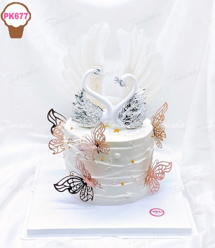 PK677 - BÁNH SINH NHẬT TRANG TRÍ THIÊN NGA TRẮNG DÀNH CHO NGÀY CƯỚI, NGÀY KỶ NIỆM NGÀY CƯỚI TÌNH CẢM CHO CÁC CẶP ĐÔI